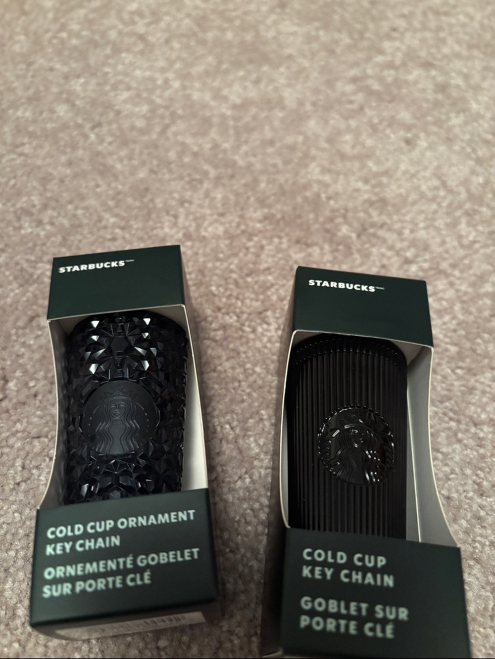 Starbucks Black Mini Cold Cup Key Chain Duo NIB